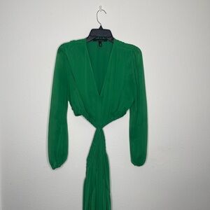 White House Black Market Green Long Sleeve Dress